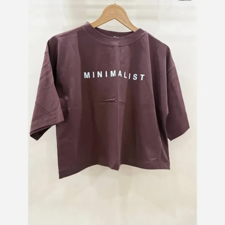 تیشرت کراپ دخترانه زنانه مینیمال سبز پاستلی طرح MINIMALIST