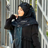 روسری نخی کاستوم طرح ستاره شب سرمه ای قواره بزرگ 140*140 دور دوخت