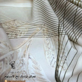 روسری نخی کاستوم طرح طلا قواره بزرگ 140 سانتیمتر دور چرخ دوز مزونی
