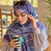 روسری نخی کاستوم طرح رزین سیتو قواره بزرگ 140سانت شیک و خوش ایست