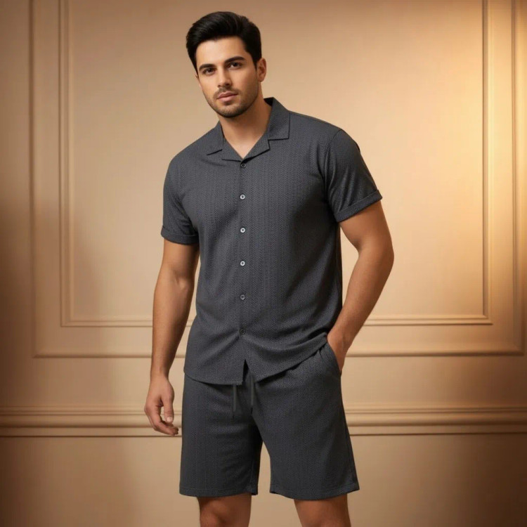 ست پیراهن و شلوارک مردانه پارچه مراکشی گرم بالا سایز L تا 3XL