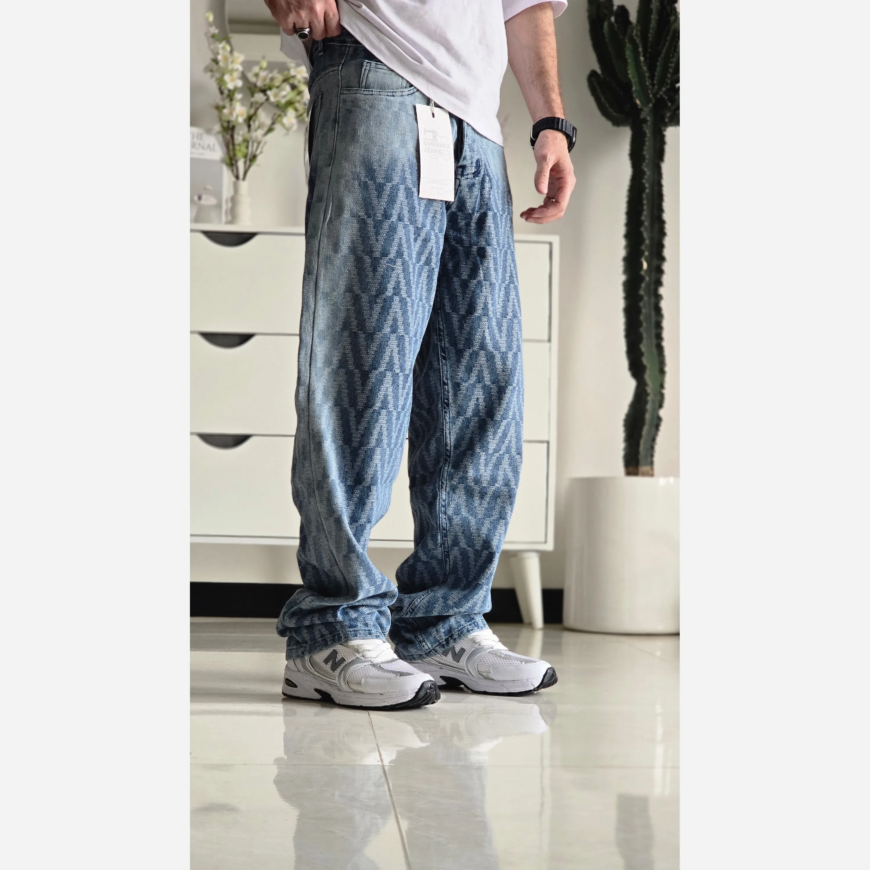 شلوار بگ مردانه پارچه وارداتی رنگ شست کثیف سایز 42 تا 50