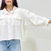 شومیز کراپ دوجیب لینن زنانه کد 1422