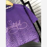 ست بلوز شلوار بگ دخترانه طرح Beautiful نخ پنبه لاکرادار سایز 50 تا 65