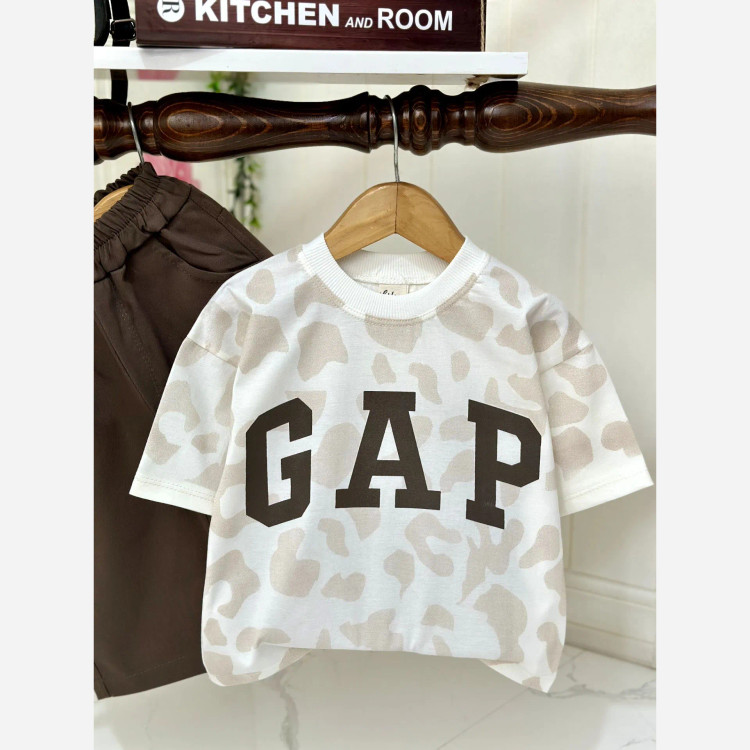 ست تیشرت و شلوارک دخترانه GAP نخ پنبه و کتان مناسب 2 تا 8 سال