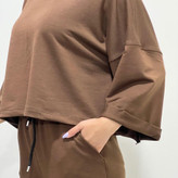 تیشرت کراپ باکسی کلاه دار جنس گلکسی کد 1397