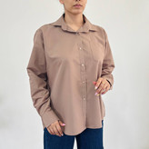 شومیز بیسیک زنانه کد 1147 یقه مردانه آستین بلند بنددار نخی یونیسکس سایزبزرگ