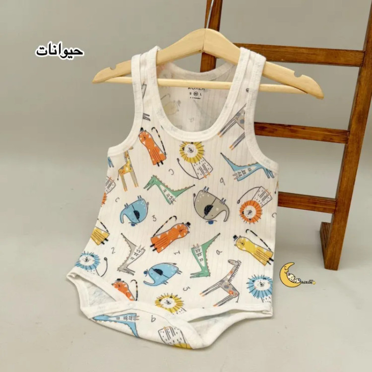 بادی رکابی زیردکمه نوزاد و کودک کوالا کیدز جنس نخ پنبه کبریتی