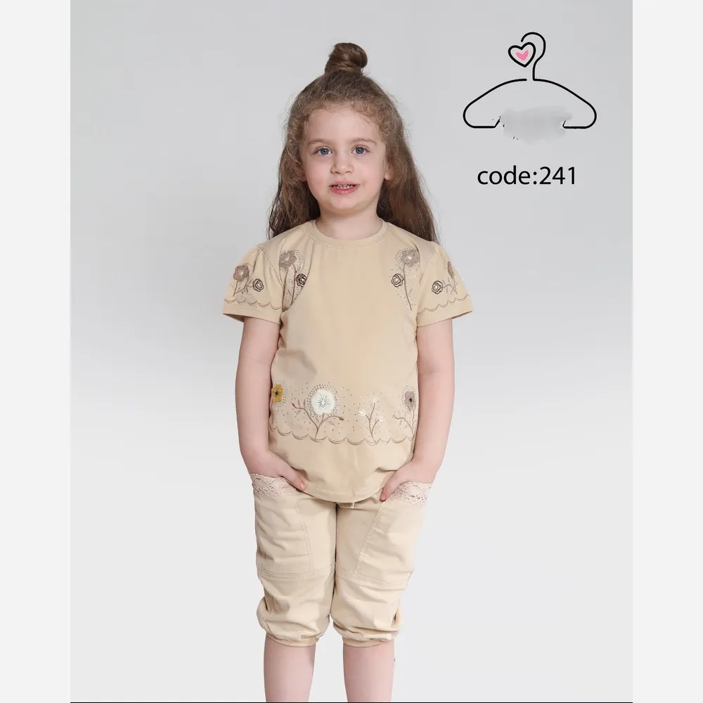 ست تاپ و شلوارک دخترانه جنس بلوز پنبه لاکرا و شلوارک کتان سایز 40 تا 55
