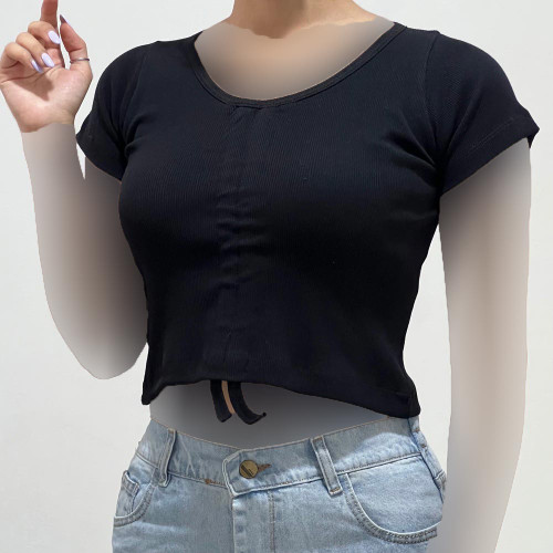 تیشرت کبریتی جلو گت دار فری سایز کد 1406