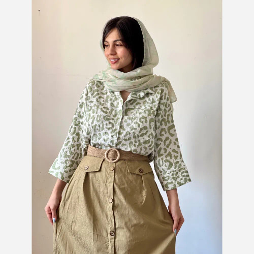 شومیز زنانه کریشه نخ تابستانه خنک فری سایز