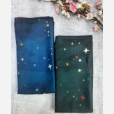 روسری نخی کاستوم طرح ستاره شب سرمه ای قواره بزرگ 140*140 دور دوخت